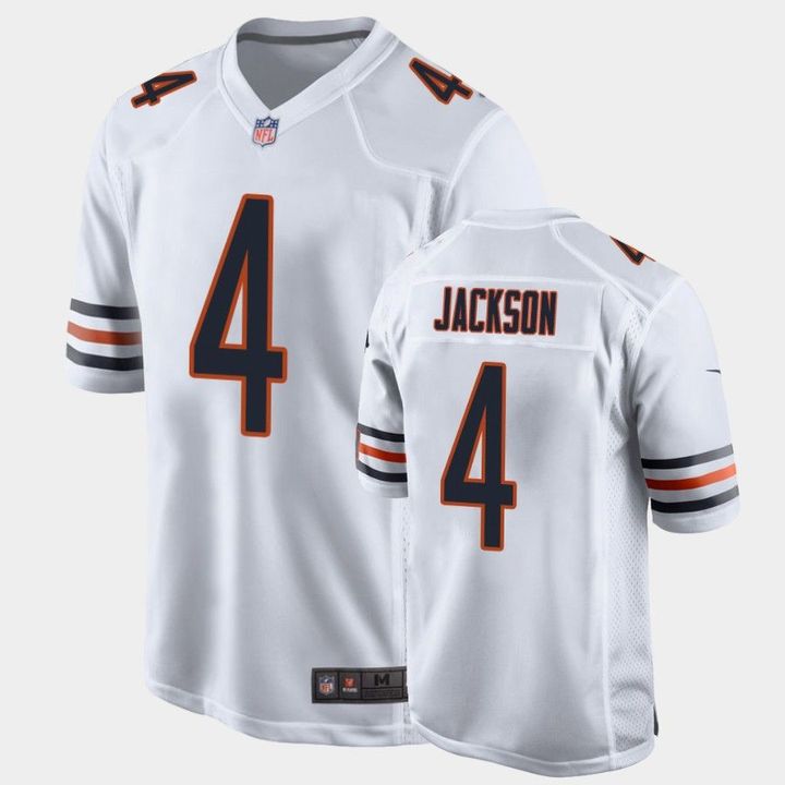Men Chicago Bears #4 Eddie Jackson Nike White Game NFL Jersey